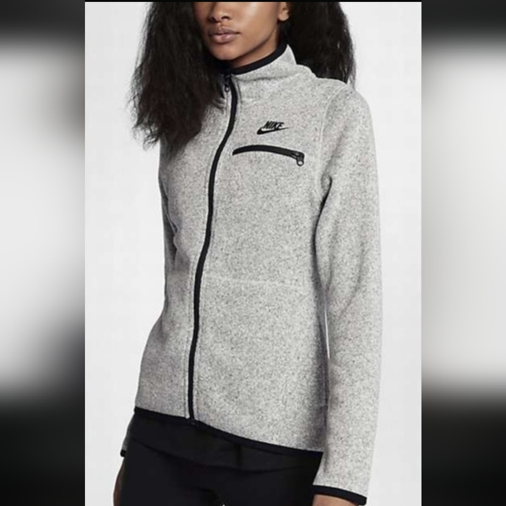 Nike Summit Knit Fleece Full Zip Jacket Heather Gray Black Women’s Size Small